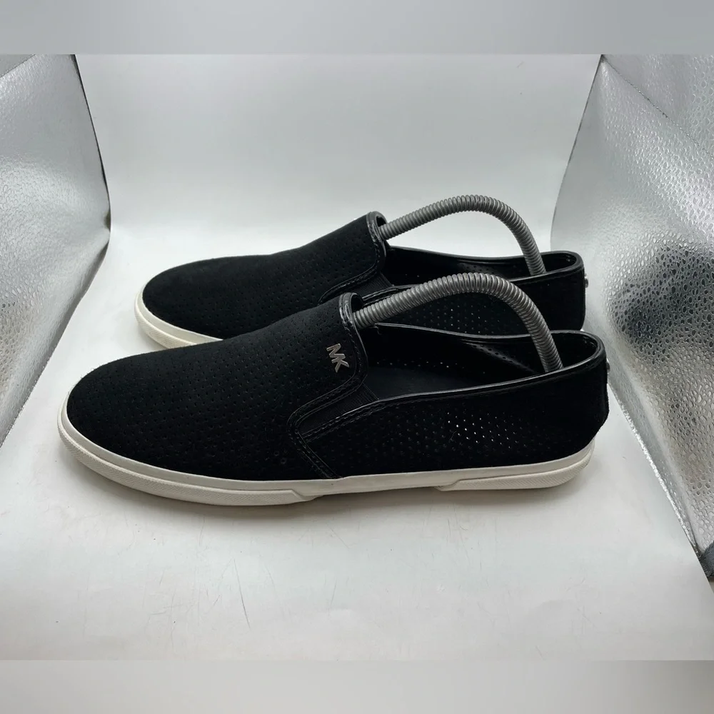 Michael Kors black perforated suede loafers size 9.5